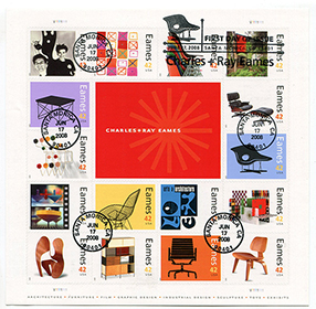 U.S. #4333 Charles and Ray Eames, Pane of 12 Used (FDC Cds)