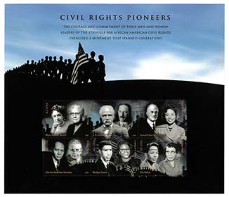 U.S. #4384 Civil Rights Pioneers. Pane of 6 Used (FDC Cds)