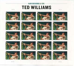 U.S. #4694 Ted Williams, Baseball All-Stars, Pane of 20