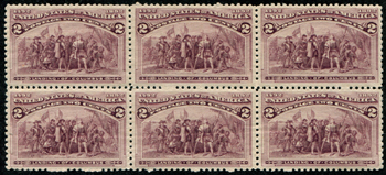 U.S. #231 Landing of Columbus Block of 6 - MNH