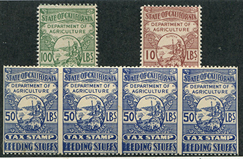Calif. Feeding Stuffs Tax Stamps