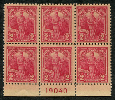 U.S. #643 Plate Block of 6 MNH