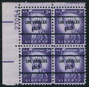 U.S. #1035 Plate Block Precancel