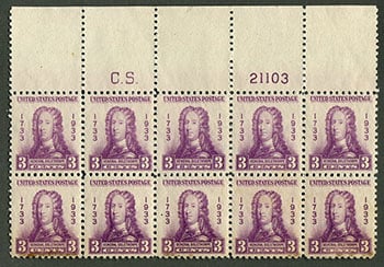 U.S. #726 Pl # Blk 10 MNH