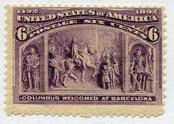 U.S. #235  Columbus Welcomed at Barcelona MNH