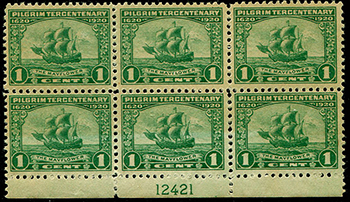 U.S. #548 Pilgrim Issue Blk of 6 Mint
