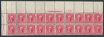 U.S. #301 Plate Number, Imprint  Block of 20