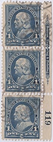 U.S. #247 P# Strip of 3 Used