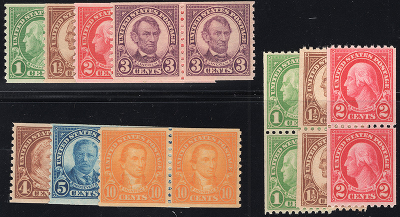 U.S. #597-606 Pairs MNH