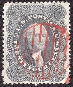 U.S. #37 24c gray with red cancel