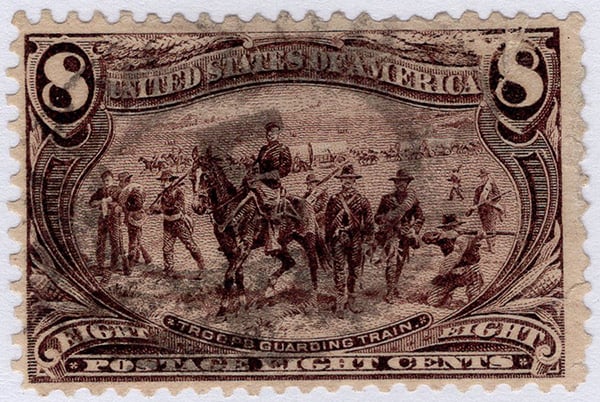 U.S. #289 Troops Guarding Wagon Train 8c Used