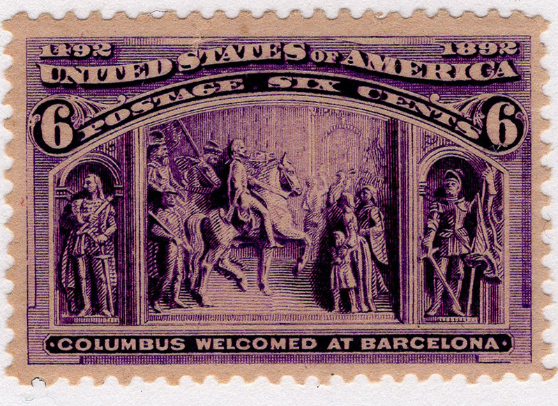 U.S. #235 6c Columbus at Barcelona Mint Fault