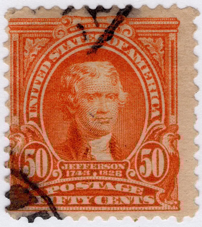 U.S. #310 50c Thomas Jefferson Used