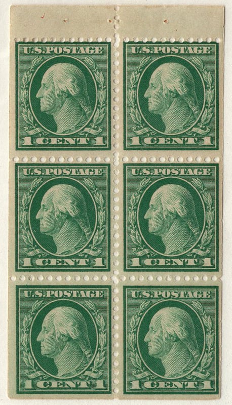 U.S. #424d Washington Booklet Pane of 6 Mint