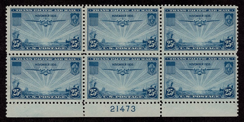U.S. #C20 Plate Block of 6 MNH