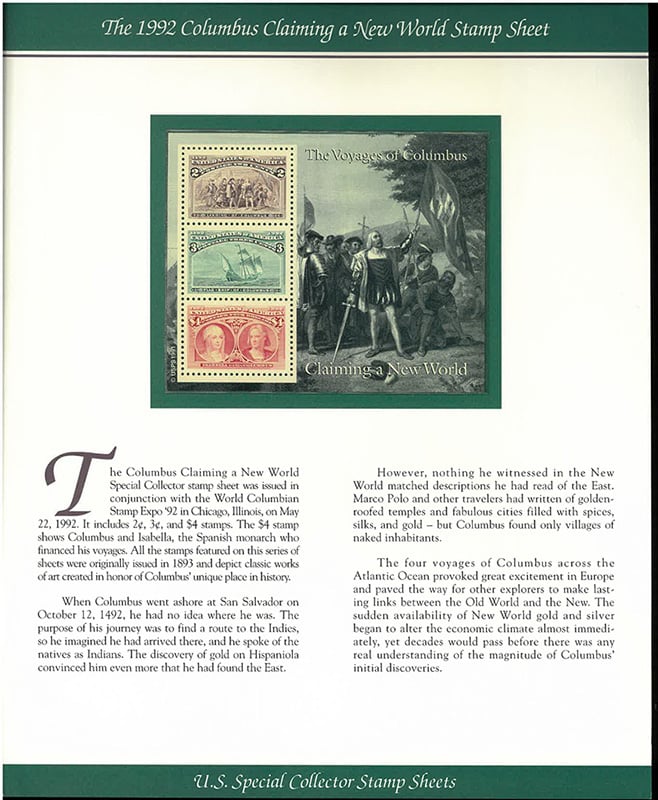 U.S.  #2624-29 Voyages of Columbus Collector Sheets