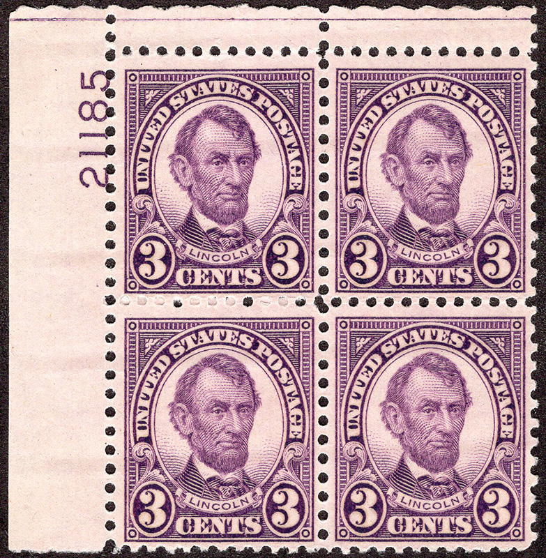 U.S. #635 Plate # Block MNH