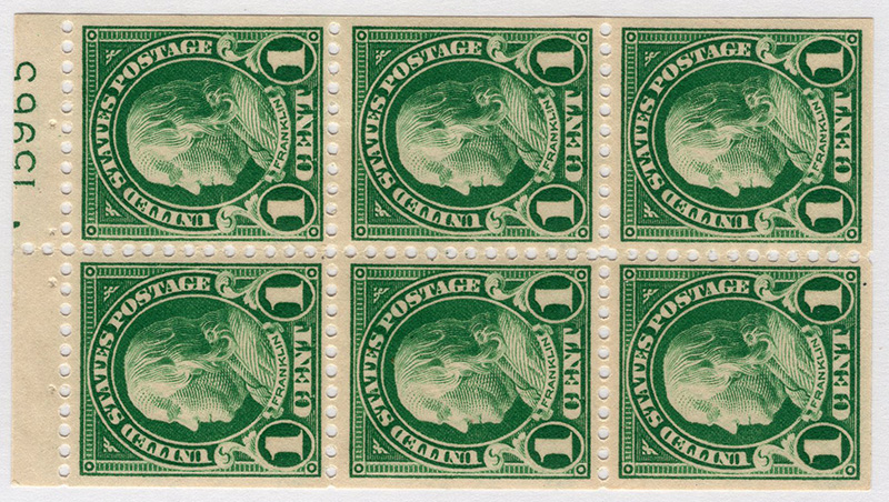 U.S. #552a Franklin Booklet Pane of 6 Mint