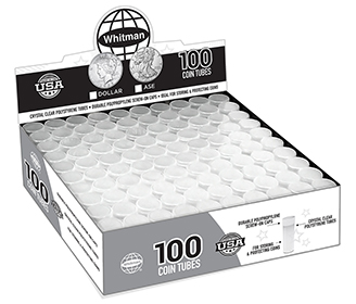 Round Polystyrene Coin Tubes - Half Dollar (Box of 100)